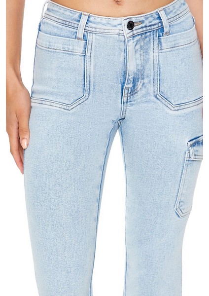 F21 Low-Rise Flare Kargo Jean Pantolon