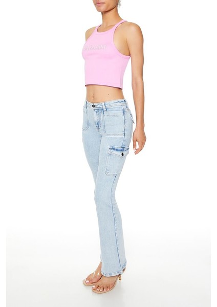 F21 Low-Rise Flare Kargo Jean Pantolon