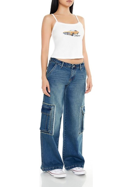 F21 Wide-Leg Kargo Jean Pantolon