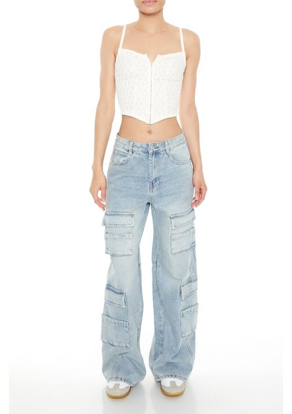 F21 Wide-Leg Kargo Jean Pantolon