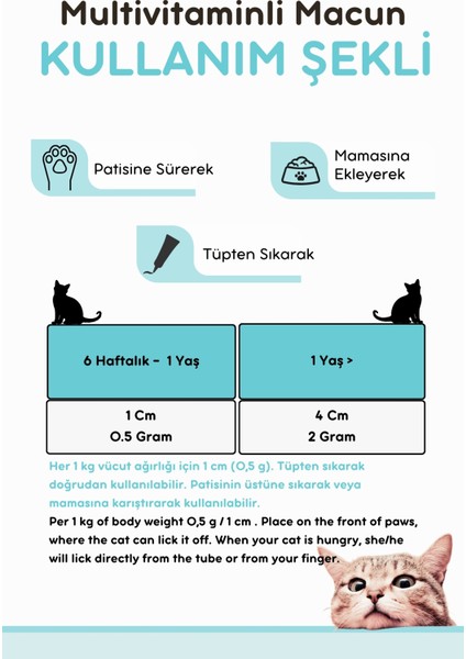 Kitten Paste 100 Gr.(Yavru & Anne Kedi Direnç Sistemi Destekleyici Multivitamin Macun)