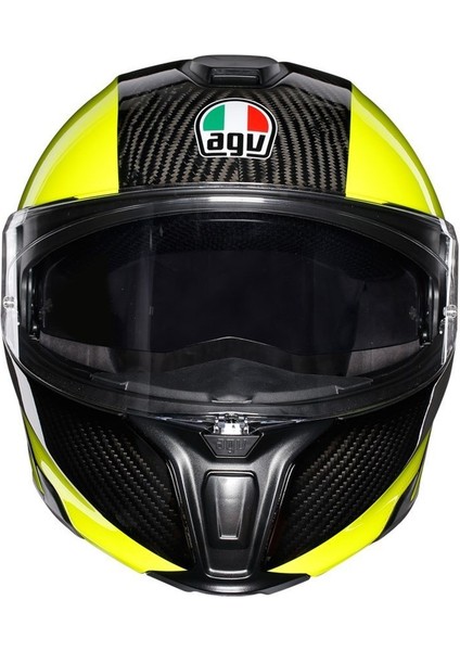 Sportmodular Multi Plk Carbon Yellow Çene Açılır Kask