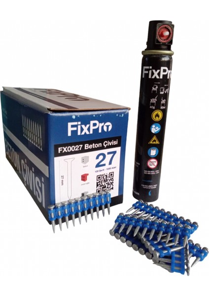 Fixpro FX165 Gazlı Beton Çivi Çakma Tabancası+Fixpro 27 mm Metal - Beton Tabanca Çivisi 30.000 Adet Çivi + 30 Gaz Tüpü modelleri