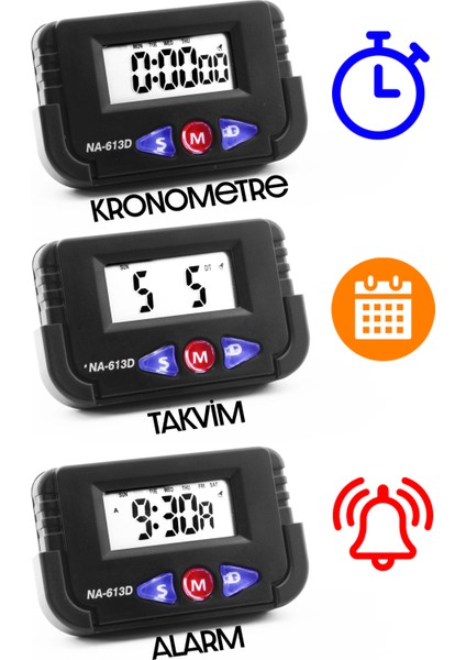 Pomodoro Öğrenci Saati Kronometreli Alarmlı Takvimli Dijital Ders Çalışma Saati Masa Oto Saati