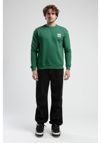 Eastsıde Yeşil Bisiklet Yaka Nakışlı Loose Fit Erkek Sweatshirt modelleri