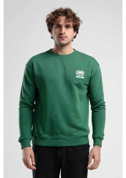 Eastsıde Yeşil Bisiklet Yaka Nakışlı Loose Fit Erkek Sweatshirt fırsatları