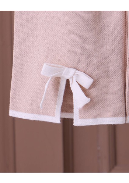 Kız Pudra Fiyonk Detaylı Triko Takım modelleri