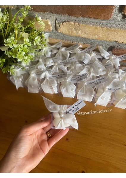 Nişan Söz Nikah Için Hediyelik Mum Inci Detaylı