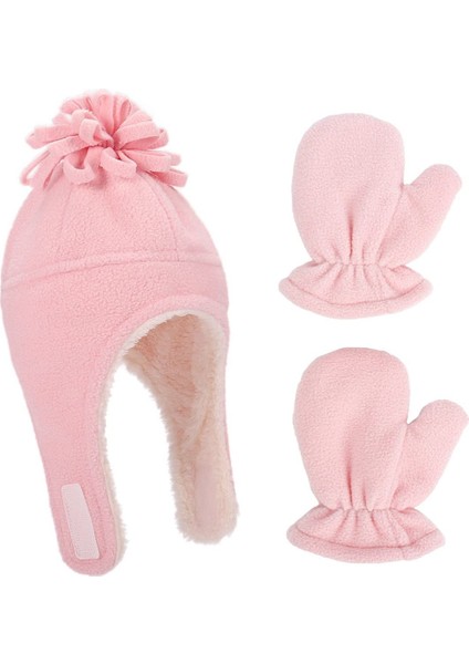 Pembe Polar Bere ve Eldiven Set