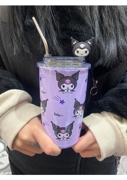 Sanrio Kuromi Pipetli Figürlü Kupa Çelik