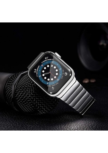 Apple Watch 10 46MM Krd-35 Çizgi Tasarım Metal Kordon