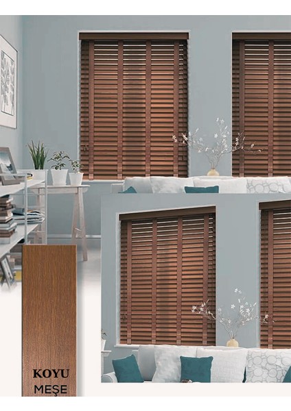 Wooden Blinds %100 Doğal Ahşap Jaluzi Perde 50mm, Alüminyum Kasalı Yüksek Kaliteli - Kurdelalı