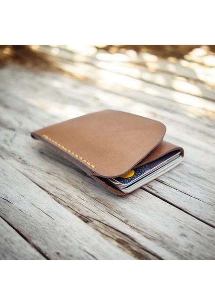 Cy Leather Zenith Camel Hakiki Deri El Yapımı Kartlık