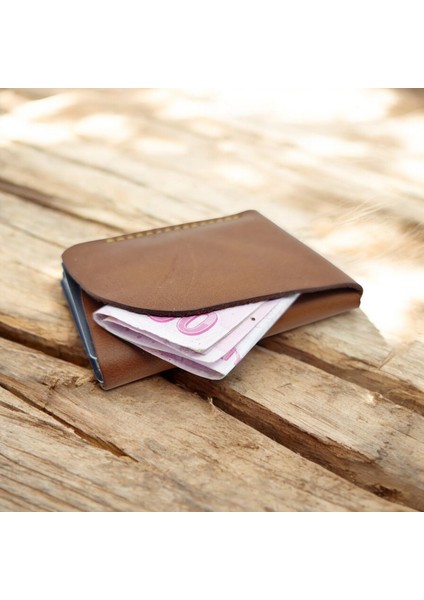 Cy Leather Zenith Camel Hakiki Deri El Yapımı Kartlık modelleri