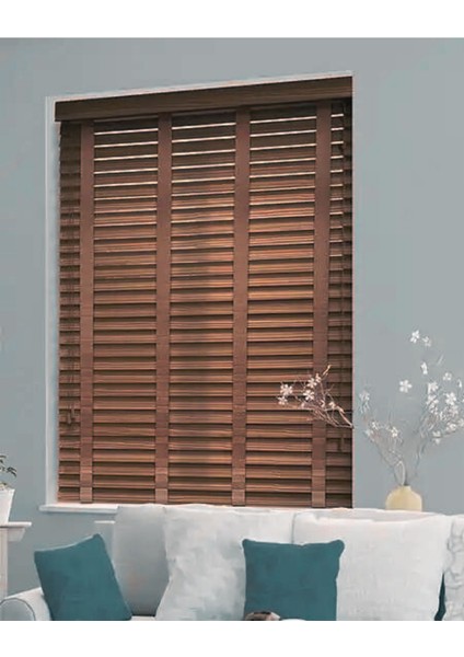 Wooden Blinds %100 Doğal Ahşap Jaluzi Perde 50mm, Alüminyum Kasalı Yüksek Kaliteli - Kurdelalı