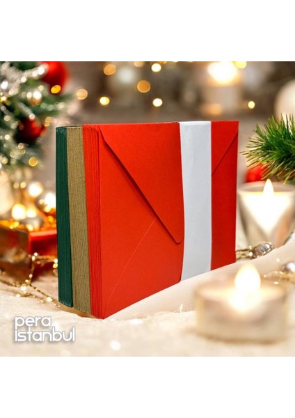 30 Adet Yılbaşı Yeni Yıl Temaları Renkli Zarf 13X18