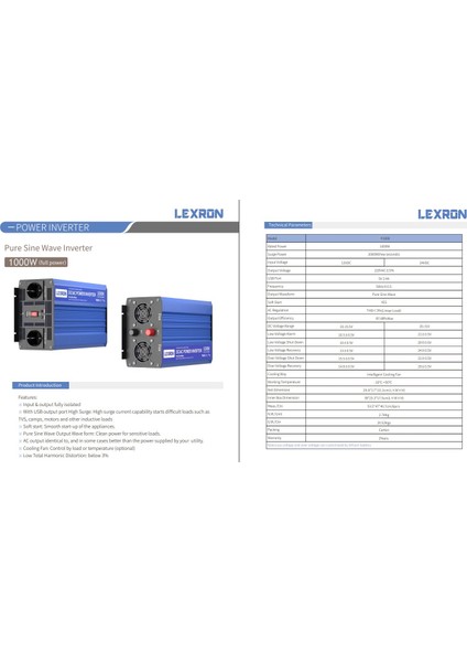 12 Volt 1000 Watt 1 Kw Tam Sınus Inverter - Invertor