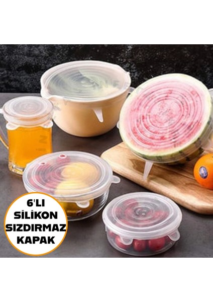 6'lı Silikon Saklama Kabı Seti - Esnek ve Sızdırmaz Kapaklar, Çok Amaçlı Kullanım için İdeal