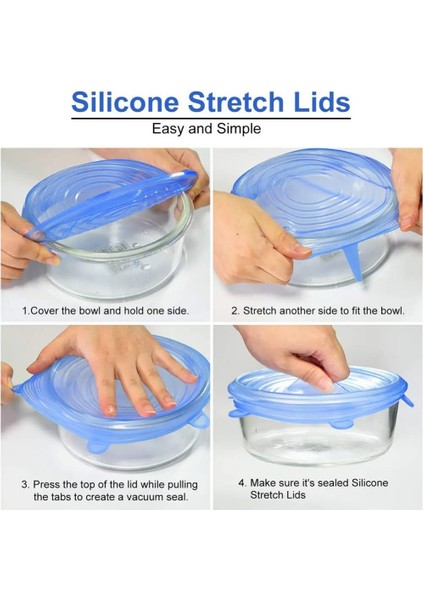 6'lı Silikon Saklama Kabı Seti - Esnek ve Sızdırmaz Kapaklar, Çok Amaçlı Kullanım için İdeal modelleri