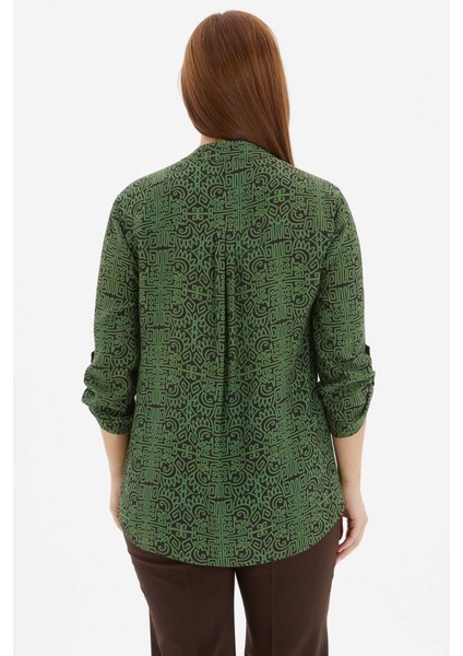 Büyük Beden Hakim Yaka Soyut Desenli Bluz fırsatları