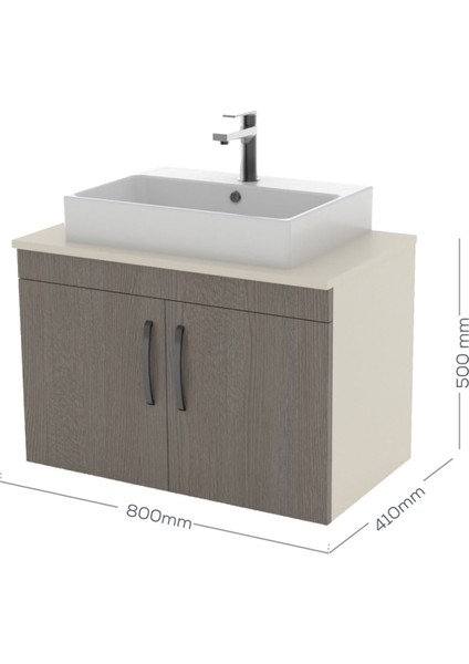 D10 Next Lavabo Dolabı Kapaklı 80 cm Melamin Kapaklı