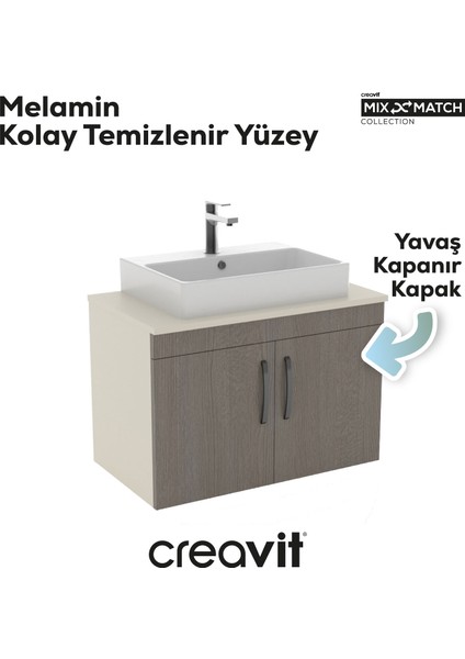 D10 Next Lavabo Dolabı Kapaklı 80 cm Melamin Kapaklı