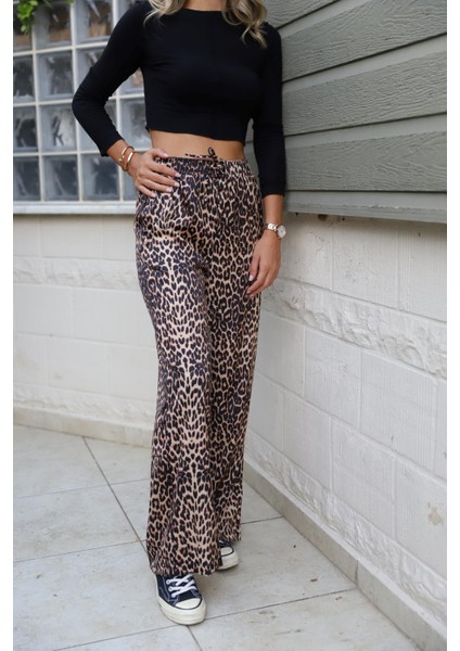 Leopar Rahat Kesim Saten Pantolon fiyatları