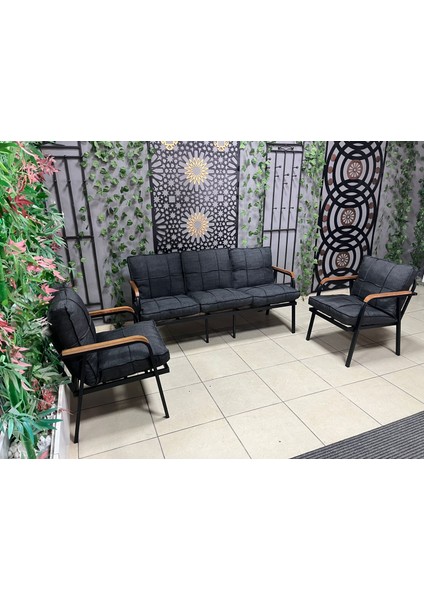 3+1+1 Zen Bahçe Takımı, Balkon, Bahçe, Cafe Mobilyası, Süngerli Metal Çay Seti