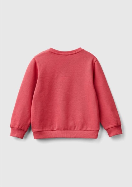 Kız Çocuk Gül Kurusu Önü Işlemeli Ribana Detaylı Normal Kesim Bisiklet Yaka Sweatshirt fiyatları