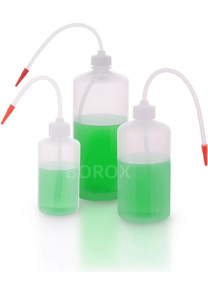 Plastik Piset Seti Renkli Yıkama Şişesi Uzun Form (250mL - 500mL - 1000mL) 3 Adetlik Set