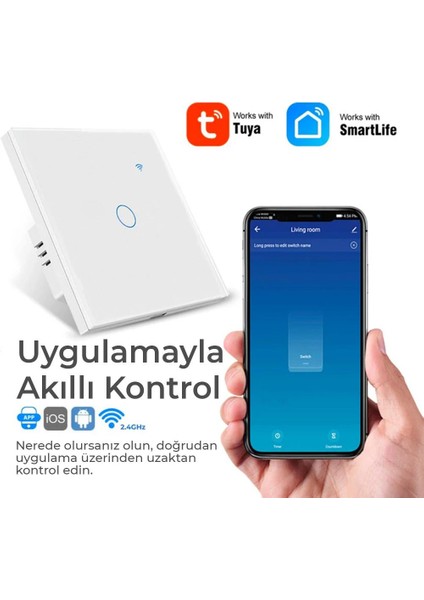 Wifi Akıllı Tek Kanal Dokunmatik Anahtar