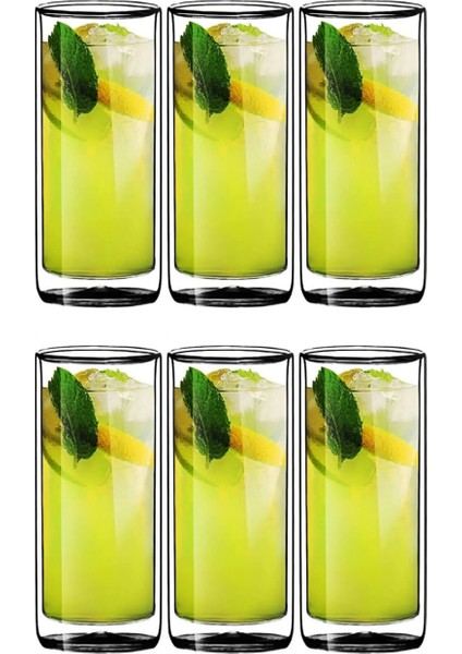 Uzun Cam Su Latte - Meşrubat - Smoothie Bardağı Seti 270 Ml x 6 Adet 2325