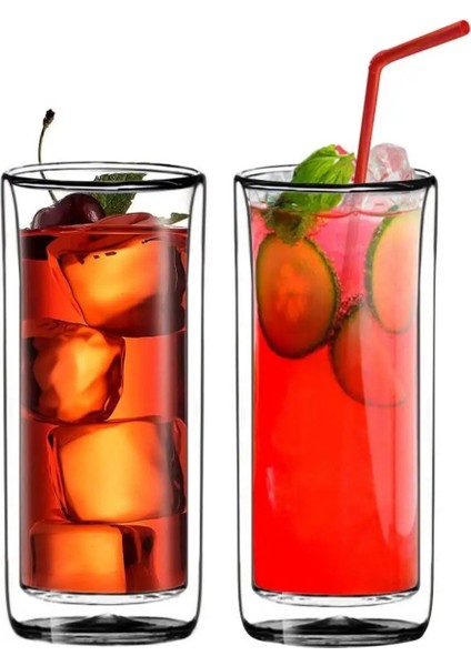 Uzun Cam Su Latte - Meşrubat - Smoothie Bardağı Seti 270 Ml x 6 Adet 2325