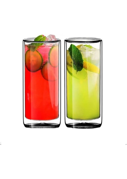 Uzun Cam Su Latte - Meşrubat - Smoothie Bardağı Seti 270 Ml x 2 Adet 2325