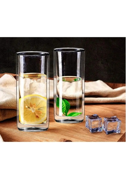 Uzun Cam Su Latte - Meşrubat - Smoothie Bardağı Seti 270 Ml x 2 Adet 2325