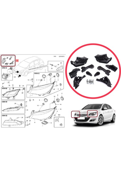 BHL573 Opel Astra J Mk4 P10 2009-2015 4/5 Kapı Gtc 2011-2018 13335737 Için Sağ Sol Ön Far Ayak Tamir Seti modelleri