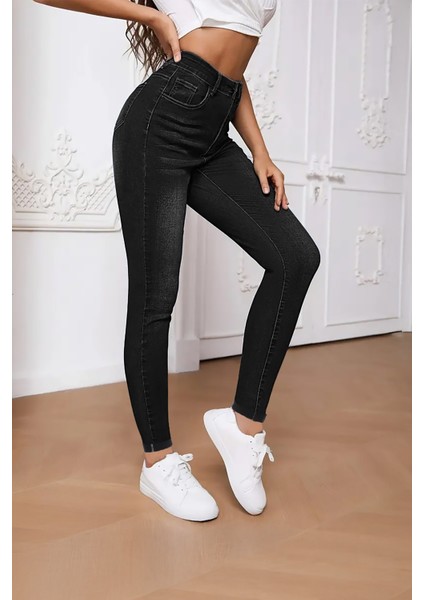 Kadın Hafif Likralı Skinny Fit Paça Detaylı Pantalon Felicia Siyah fiyatları