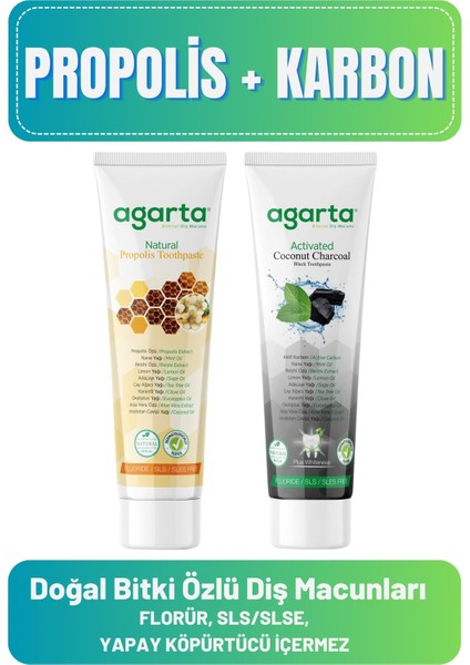 Doğal Diş Macunları(Propolis 100 ml + Karbon 100 ml)