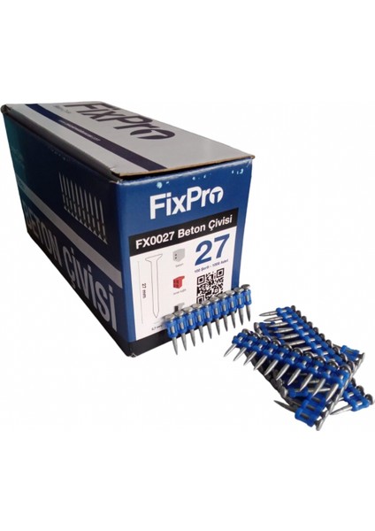 Fixpro FXP100 Havalı Beton Çivi Çakma Tabancası+Fixpro 27 mm Beton Metal - Beton Tab. Çivisi 30.000 Adet Gaz Hariç fiyatları