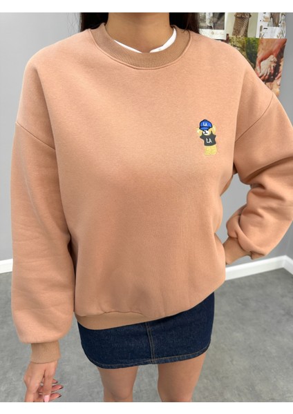 Teddy Bear Nakışlı Şardonlu Sweatshirt