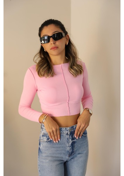 Pembe Zr Dikişli Bluz