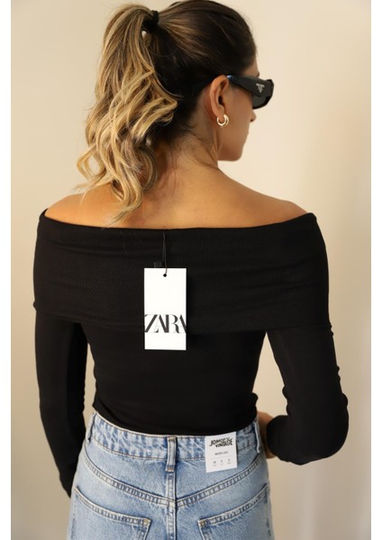 Siyah Zr Madonna Yaka Bluz modelleri