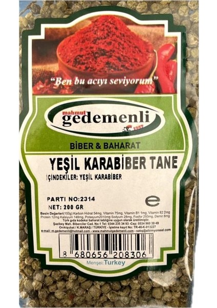 Yeşil Karabiber Tane 200 gr