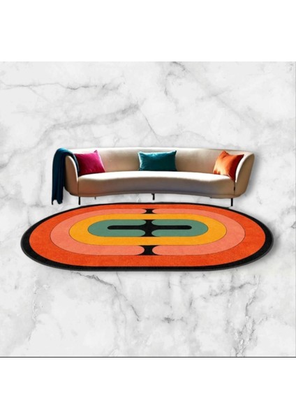 Oval Kesim Modern Yatak Odası, Salon, Mutfak Halısı, Dijital Baskı Yıkanabilir, Pamuk Halı
