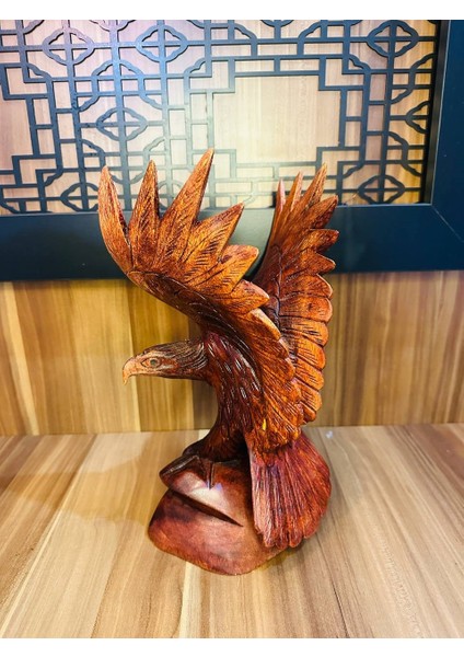 Doğal Ahşap Kartal Heykeli El Yapımı Şahin Atmaca Yırtıcı Kuş Figürü Dekoratif Hediyelik