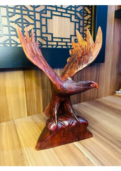 Doğal Ahşap Kartal Heykeli El Yapımı Şahin Atmaca Yırtıcı Kuş Figürü Dekoratif Hediyelik