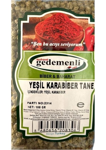 Yeşil Karabiber Tane 100 gr