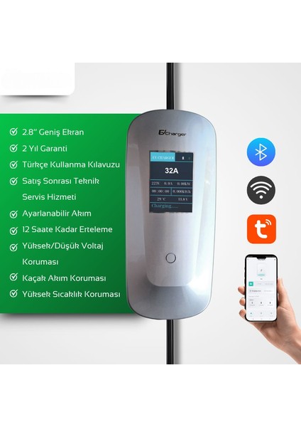 Coswatt 22 Kw Taşınabilir Hızlı Araç Şarj İstasyonu Çanta ve Dönüştürücü Hediyeli