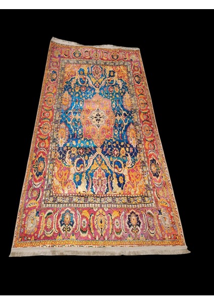 Halı Turuncu Mavi, Vintage Desenli Yıkanabilir Kaymaz Salon Halısı, Dekoratif Kilim, Halı fiyatları