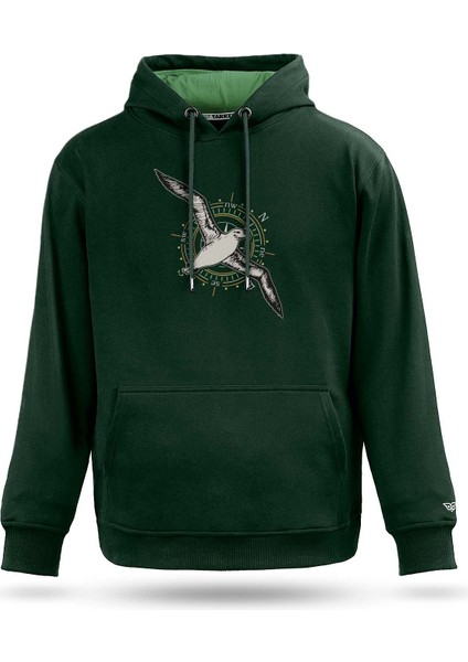 Albatros Tasarım Kapüşonlu Sweatshirt, Hoodie, Erkek Sweatshirt, Kadın Sweatshirt, Yeşil Sweatshirt